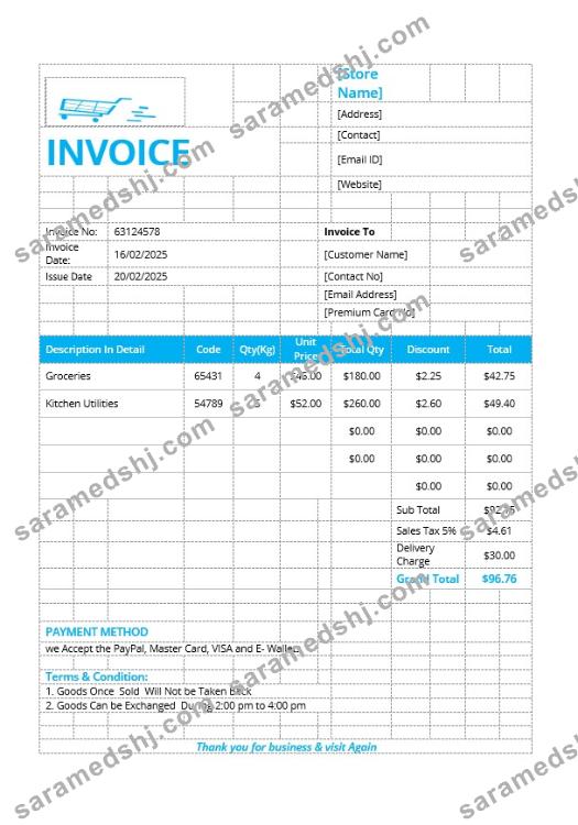 Retail Store Invoice Template